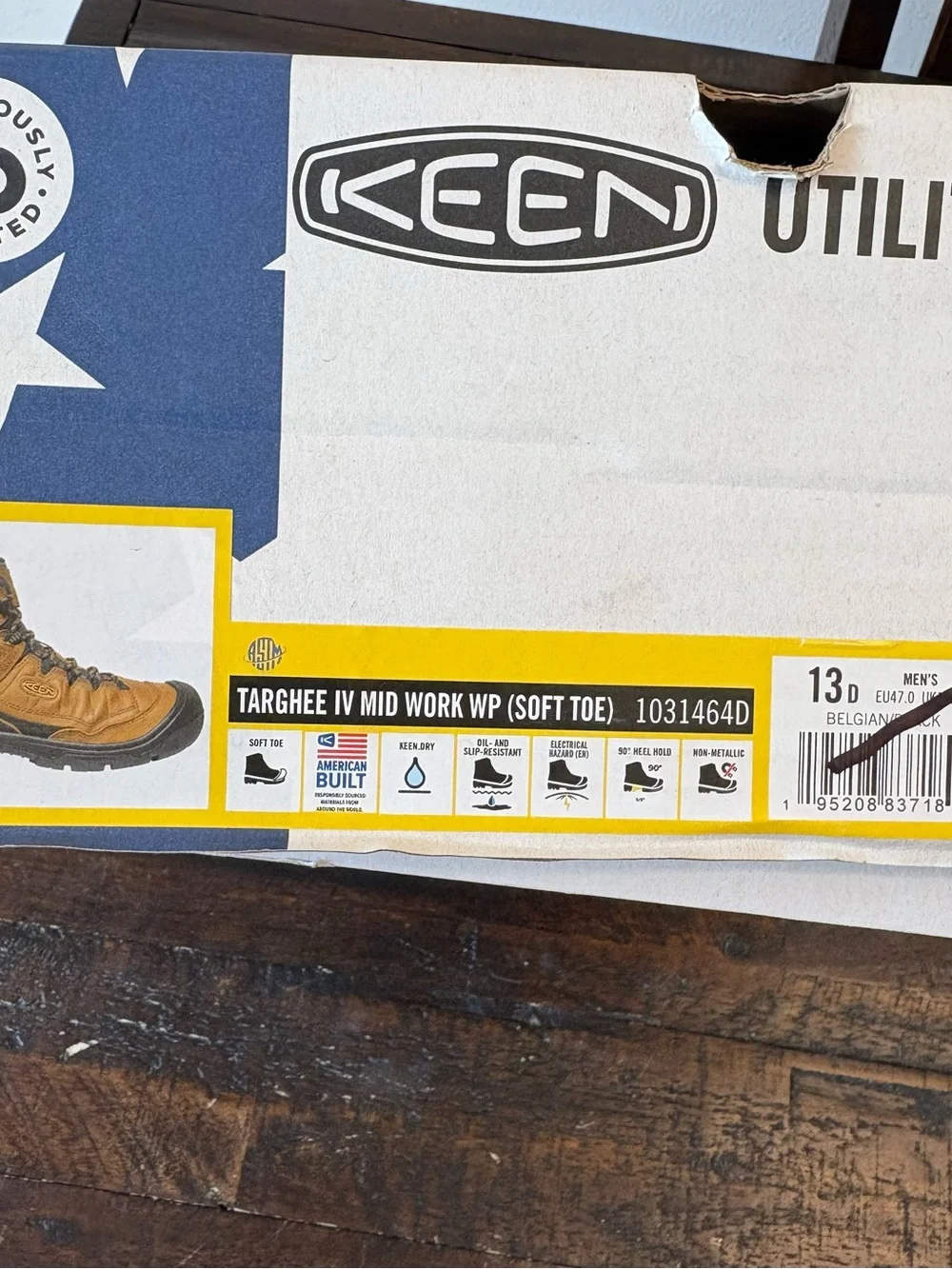 KEEN Men’s NWT Targee IV Mid Waterproof Work Boots Belgian/Black Size 13